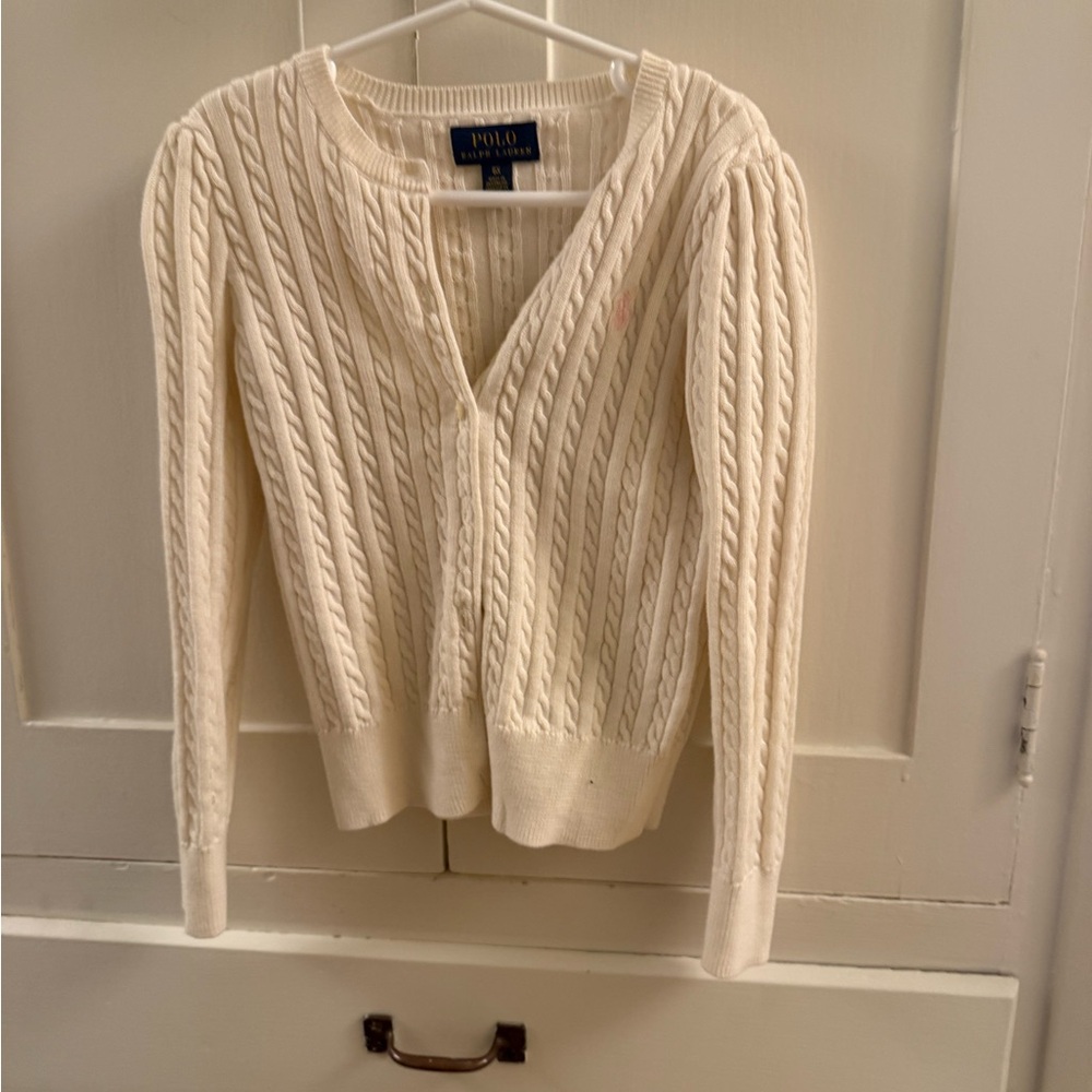 Polo by Ralph Lauren Ivory Cable-Knit V-Neck Cardigan